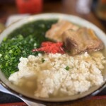 屋宜家 - ゆし豆腐アーサそばセット ＋ 三枚肉、本ソーキ 