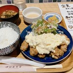 津田屋食堂 - 料理写真:チキン南蛮定食　おかず、ご飯大盛り