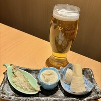 横浜 鮨 ふくじゅ - わかさぎ南蛮漬け、生湯葉、たけのこの土佐煮