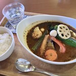 ルポゼ - ハンバーグスープカレー（トマトスープ）４辛　ご飯普通盛　¥1200