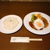 文化亭 - 料理写真:●日替わりランチ　デザートセット　1,820円
（コーンスープ、ライス、デミグラスソース）

を注文してみた

■ハンバーグは和風おろしとデミグラスソースが選択できる