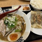 Fukumanen - 濃厚煮干し豚骨ラーメンセット￥1080（夜は￥100円増し）