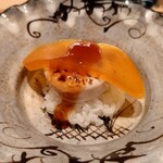 伯雲 - 炭火焼した河豚の白子と自家製の唐墨の飯蒸し