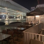 ニホンバシ イチノイチノイチ - 店のテラス席。ここで呑みたいが寒い。目の前が日本橋