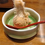 焼うお いし川 - デザート　トウモロコシの綿菓子とアイス