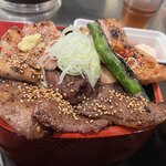 Shoutaien - トリプル丼 1900円。受け止めるごはんの量は他の丼の1.5倍、350g！