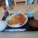 あゆむ食堂 - 料理写真:とんかつ唐揚げ定食800円