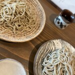 sancs soba - そば2種盛り（田舎、十割）＋かけそば（太切り）
1300円＋700円