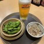 お食事処 咲楽 - 料理写真:生中580円、おつまみセット320円