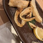 豊洲市場 さかな酒場 魚星 - サーモンハラス（食べかけ）