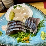 Masu gen - ほたて 580円  しめさば 700円
                        