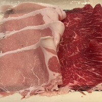 銀座しゃぶ通 - 国産豚ロースと牛ロースのしゃぶセット（¥1100）