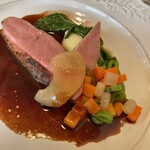 ラトリエ・ド・ギニョール・エ・マデロン - お肉料理は、鴨胸肉のロティ赤ワインのソースで♪