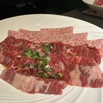 特選銘柄和牛 焼肉牛亭 五反田店 - 手前はハラミ