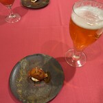 Biidoro - イベリコハムのコロッケとタコのアリオリソース（サービスビール）