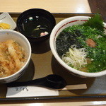 やのや - ミニ穴子天丼660円＆梅しそうどん560円