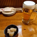 海鮮居酒屋 一の星 - お通しとビール