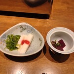 焼うお いし川 - 付け合せの野菜　第一弾