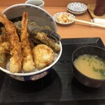 江戸前 天丼 はま田 - 天丼　1,100円（お味噌汁付き）