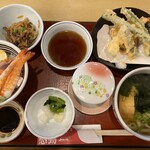 みほり峠 - ミニ海鮮丼と天ぷら、うどん