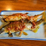 やなの元祖 岡本観光やな - 鮎みそ焼き 一人前(2尾) 900円