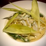 Aglio olio with sole and wild vegetables