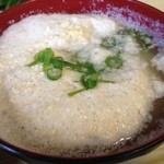 かねしんうなぎ - うなぎ丼1900円についている呉汁、粗めの大豆つぶの食感がいいカンジ^ ^