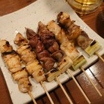 やきとり山平 - ねぎま　とりもつ　皮つき