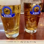 馬さんの店 龍仙 - セットの生ビールとウーロン茶