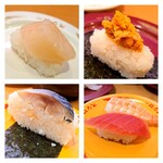 Sushi ro - 北海道産帆立・濃厚うに包み・鯖寿司・鮪＆海老