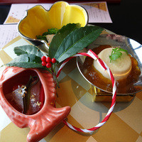 大阪なだ万 - 先付け・白子寄せ・鯛昆布〆・紅白なます・蟹生姜煮