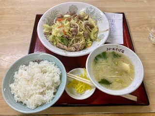 さか本そば店 - 肉野菜炒め定食