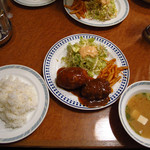 ゲンジ - Cセット　\910　海老クリームコロッケ　ミンチカツ　サラダ　ライス　おみそ汁