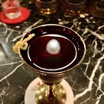 The Bar Al Capone - ベネチアングラスの「バルデスピノ プロメサ モスカテル（シェリー酒）」のアップ…