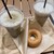 靖一郎豆乳 - 料理写真:ほうじ茶豆乳ラテ、プレーンドーナツ