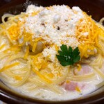 オリーブの丘 - 料理写真:たっぷりチェダーチーズと陸奥湾産ホタテのカルボスープ 759円