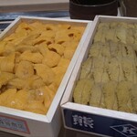 鮨 銀座 おのでら - バフンウニとムラサキウニ