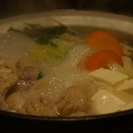 全席個室 楽蔵 - 鶏の白湯鍋。