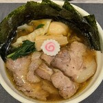 手打ち 蓮 - 醤油全部のせら〜麺（ねぎ抜き→海苔増し）