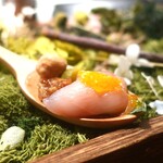 IZA - 赤貝とウブリアーコのワンスプーンアップ