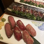 藁焼き・日本酒 わらやき道場 - 肉寿司盛り合わせ6貫　税込1628円