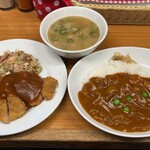 Yamato - 三点セット、ハヤシライスにチャーハンカツ、麺スープをつけて