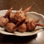 居肴家 一楽 - お通し（くわい唐揚げ）　※お通しは３種類の中から選べました（2014.01.04）