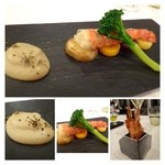 MAISON LAFITE - 65度で低温調理された「車エビ」、「メークイン」「安納芋」他は忘れました・・が添えらています。 
      