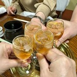 ぎをん縄手 とり安 - 梅酒で乾杯〜!