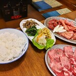 Yakiniku Fuji - ライスとナムルと和牛焼きしゃぶ＆松阪赤身カルビ！