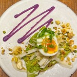ERUTAN RESTAURANT BAR - 前菜2段目〜キャベツ、半熟卵、紫色キャベツのソース