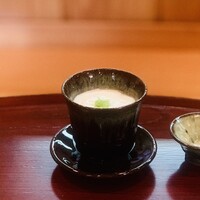 馳走 筏や - ①：先付1：臼杵産天然虎河豚白子の茶碗蒸し