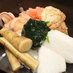 Nore Sore Shokudou - 勝手に作った丼　長芋とごぼうとイカの塩辛が美味しい　いや、全部美味しいです