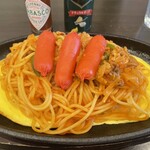 Kissa Musashiya - 鉄板イタリアン（ミニサラダ付き）700円。